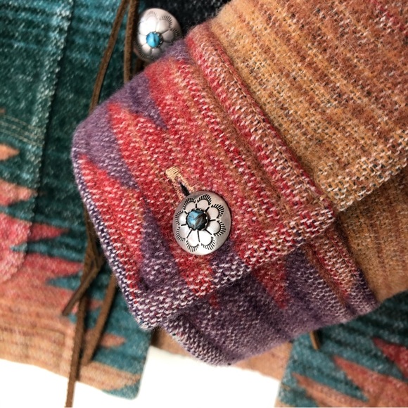 Ralph Lauren USA Made Southwestern Aztec Indian Wool Jacket Vintage Concho Small - Picture 9 of 12